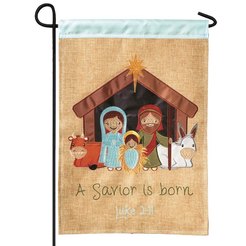 Nativity in Creche Garden Flag